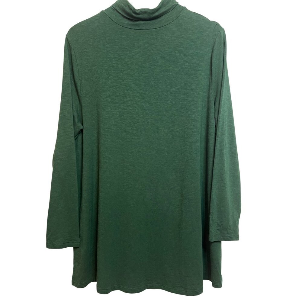 J.Jill Women Green Mock Neck Long Sleeve Top 1X SOFT Lt Weight Minimalist Preppy